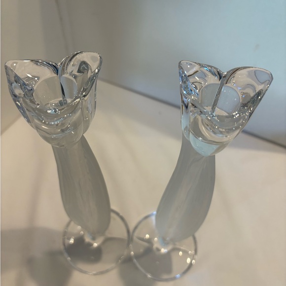 Elegant Glass Candle Holders Set of 2 Mikasa Tulip Crystal candle Holders - Picture 3 of 10